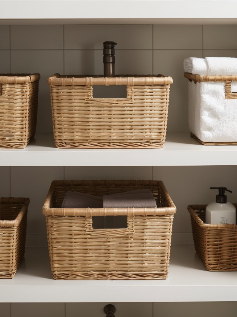 A set of versatile and space-saving storage baskets or organizers for closets or bathroom cabinets.