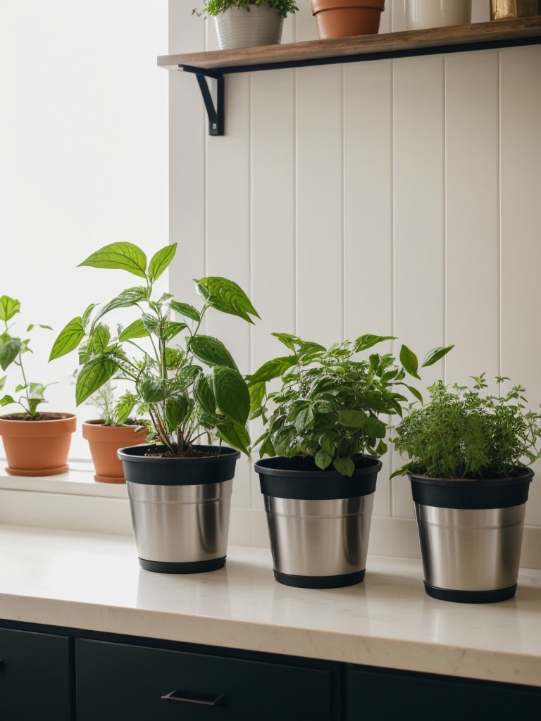 Indoor plants or a small herb garden kit to add life and freshness to the apartment.