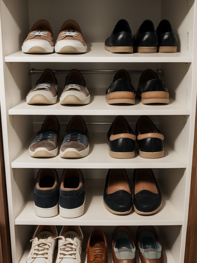 Consider adding a shoe rack or shoe organizer to keep footwear organized and easily accessible.
