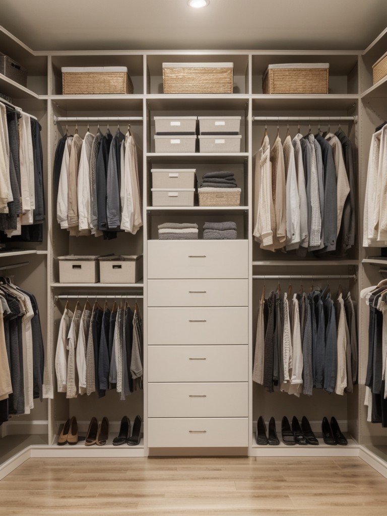 Don't forget to declutter regularly and donate or sell items you no longer need to keep the closet organized.