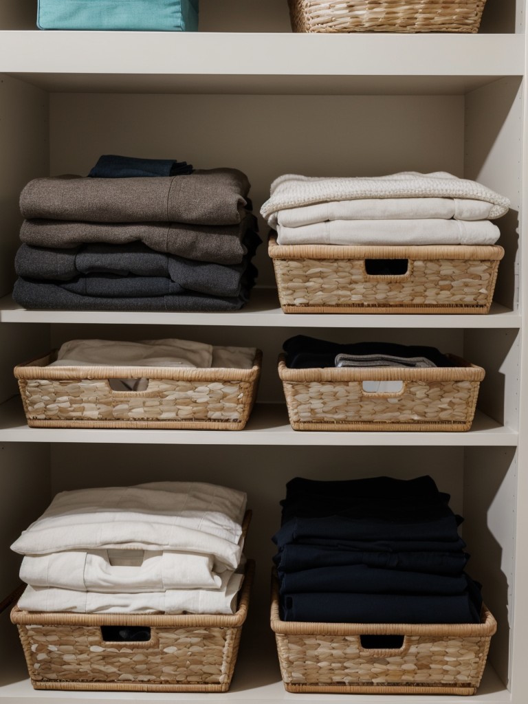 Group similar items together, such as organizing clothes by type or color, to make it easier to find what you need.
