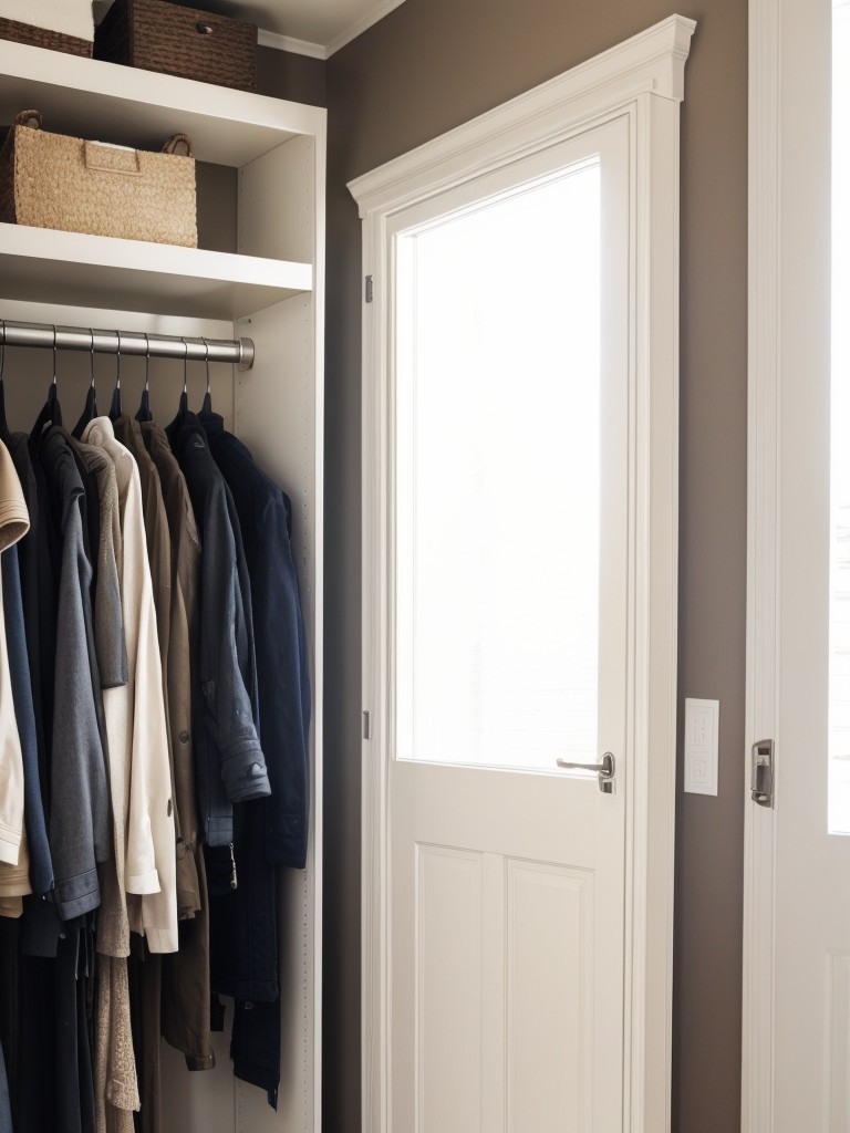 Install hooks on the inside of the closet doors for hanging bags or coats to free up extra space.