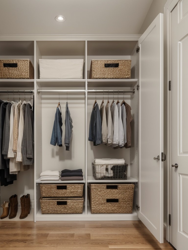 Consider adding a wardrobe or freestanding closet for additional storage options.