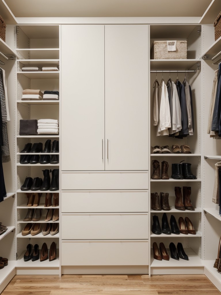 Install a closet system with customizable shelving and hanging options.