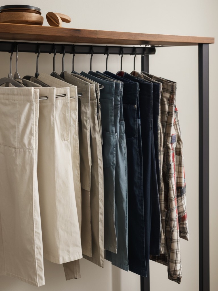 Install a pull-out pants rack for efficient storage of pants or skirts.