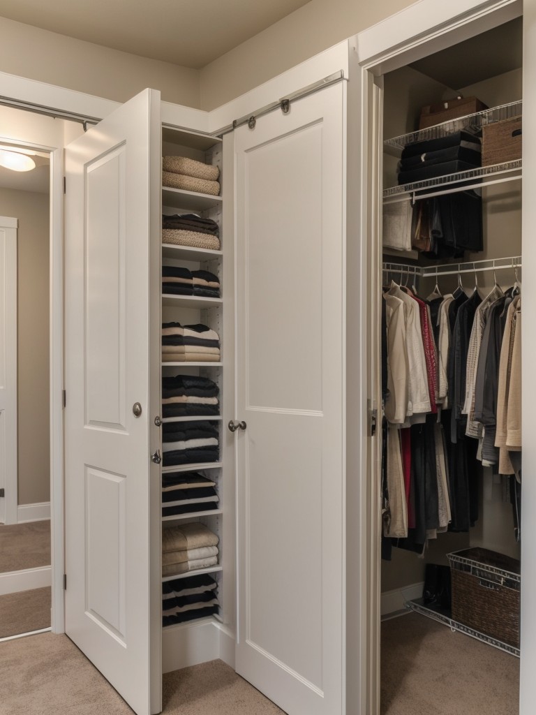 Utilize the back of the closet door with over-the-door organizers or hooks for accessories.