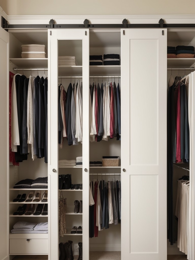 Install sliding doors on your closet or wardrobe to save space and create a visually appealing clothing storage solution.