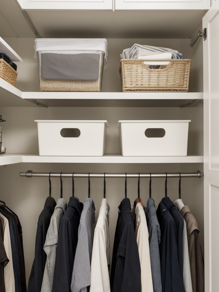 Opt for slim hangers to save space and create a more organized and streamlined closet.