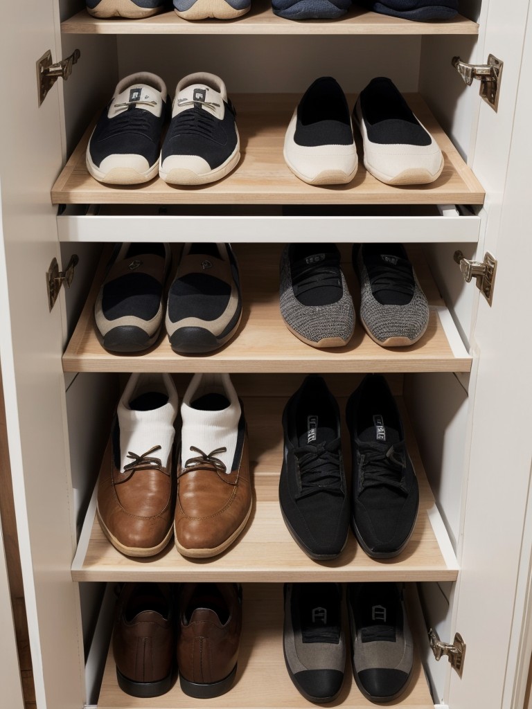 Utilize over-the-door shoe organizers to store not only shoes but also small clothing items like socks or undergarments.