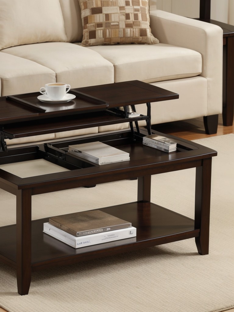 Coffee table designs that incorporate adjustable height features to accommodate different needs and activities.