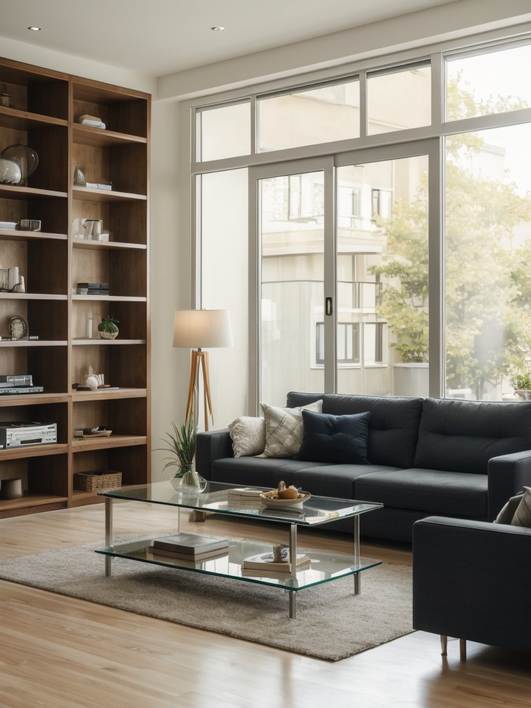 Coffee tables with glass tops or open shelving to maintain a sense of airiness and prevent the visual clutter.