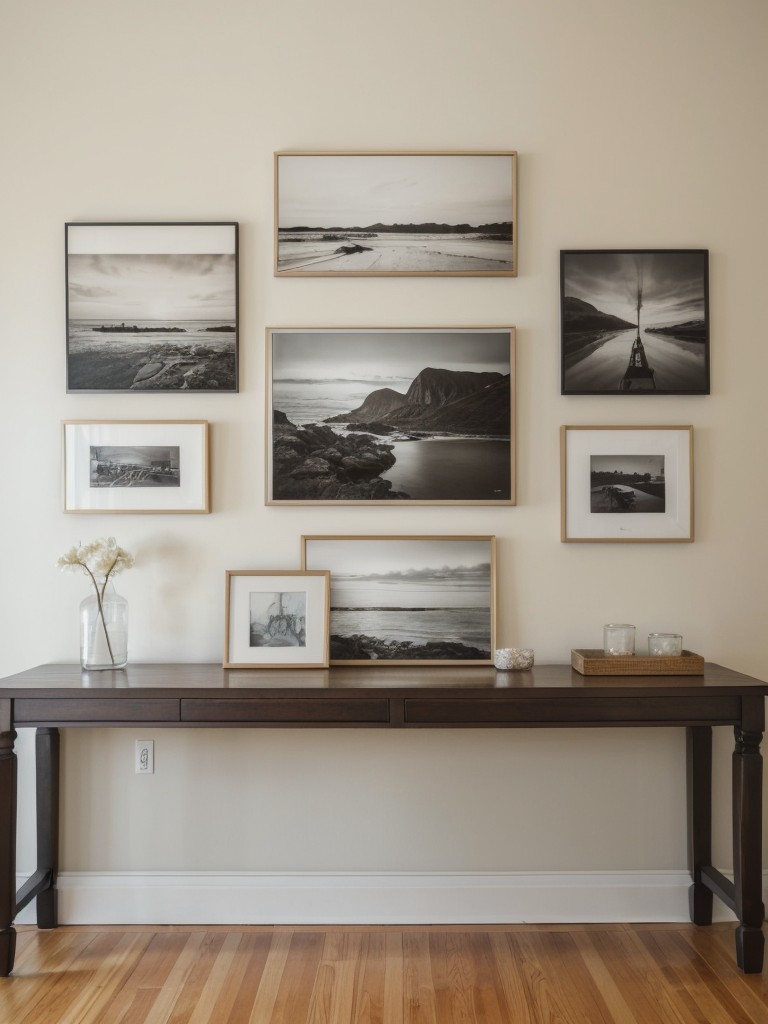 Create a gallery wall to display your favorite artwork and photographs.