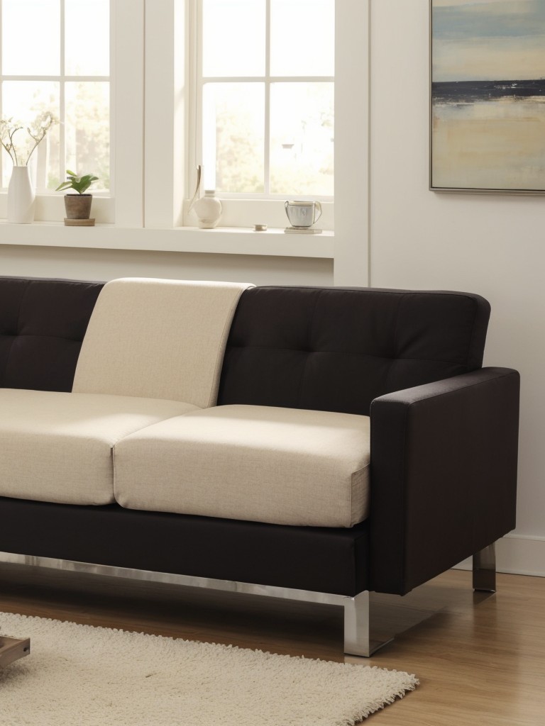 Opt for multifunctional furniture pieces, like a sofa bed or a coffee table with hidden storage.