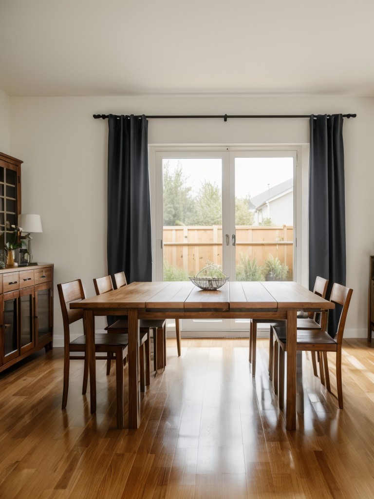 Use a folding dining table that can be tucked away when not in use to save valuable floor space.