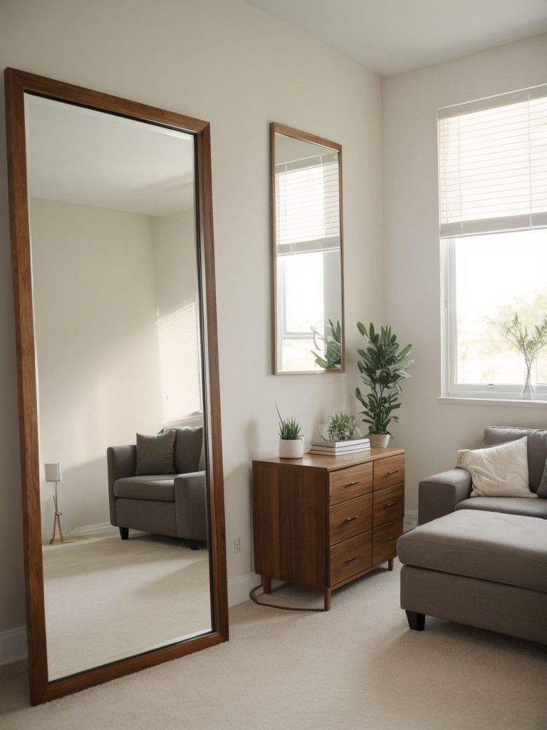 Use mirrors strategically to make your apartment appear larger and reflect natural light.