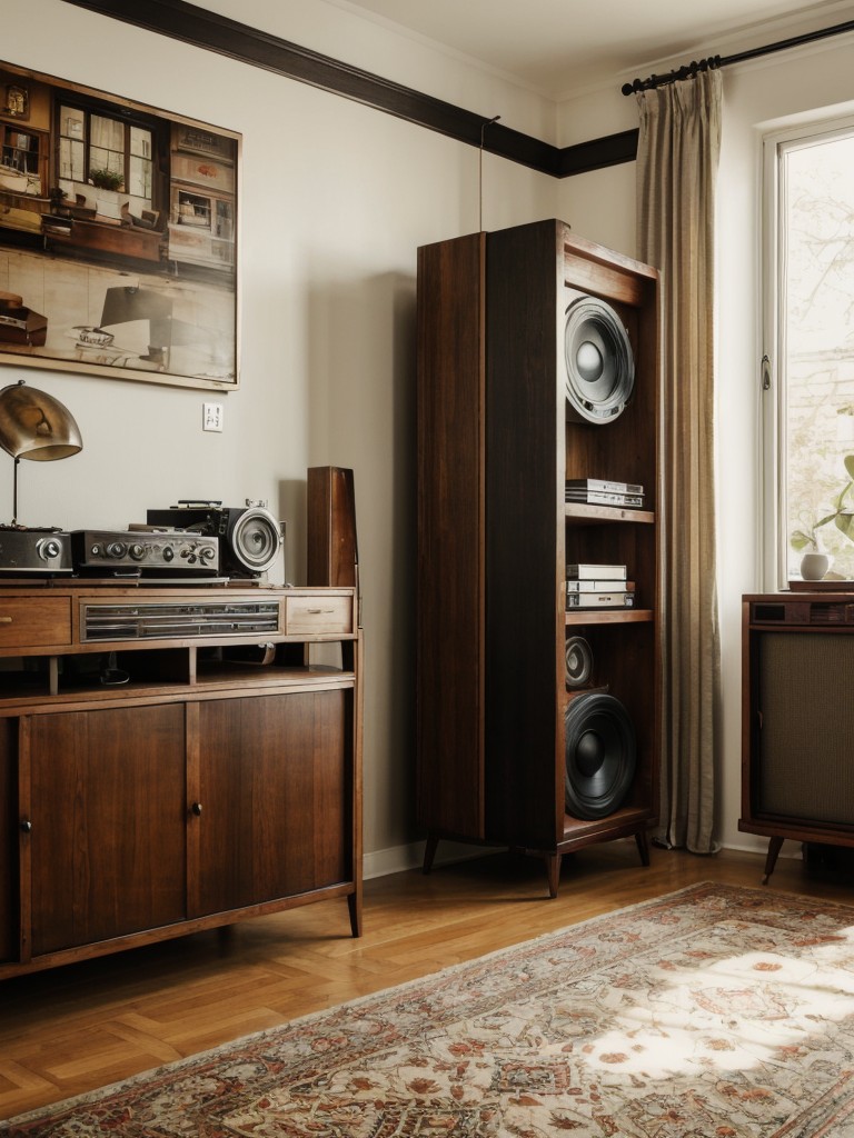 Create a nostalgic and stylish atmosphere in your apartment by blending vintage and retro elements such as antique furniture, vinyl records, and retro-inspired decor pieces.