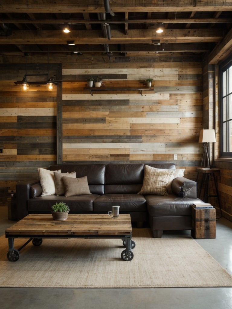 Incorporate salvaged materials and repurposed items into your apartment design, such as using old wooden pallets as wall paneling or a coffee table, to achieve an industrial look with a touch of eco-friendliness.