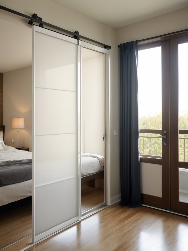 Install floor-to-ceiling curtains or sliding doors to visually separate the sleeping area from the rest of the space.