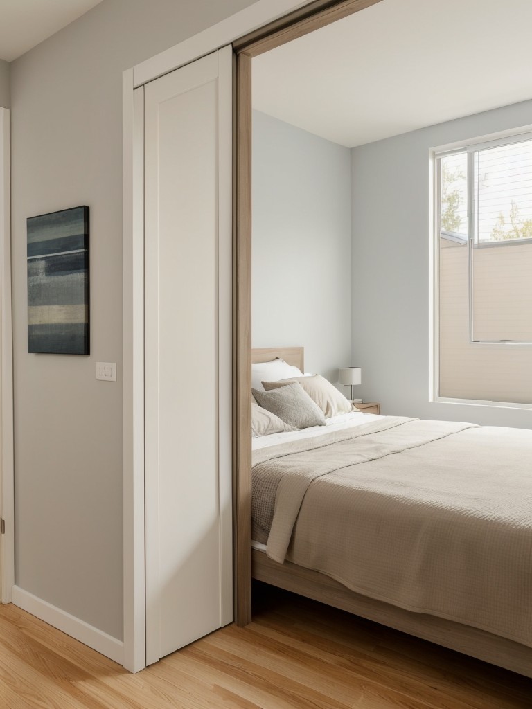 Install a sliding wall or pocket door to provide the option of separating the bedroom from the main living space in your studio apartment.