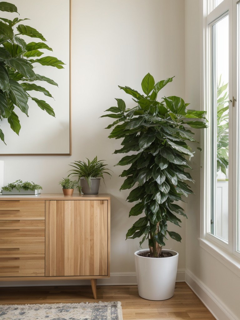 Use large indoor plants strategically placed to create natural divisions and add a touch of nature to your studio apartment.