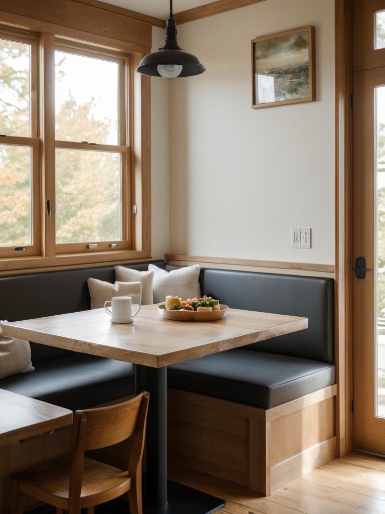Create a cozy breakfast nook by incorporating built-in seating and a small bistro table.