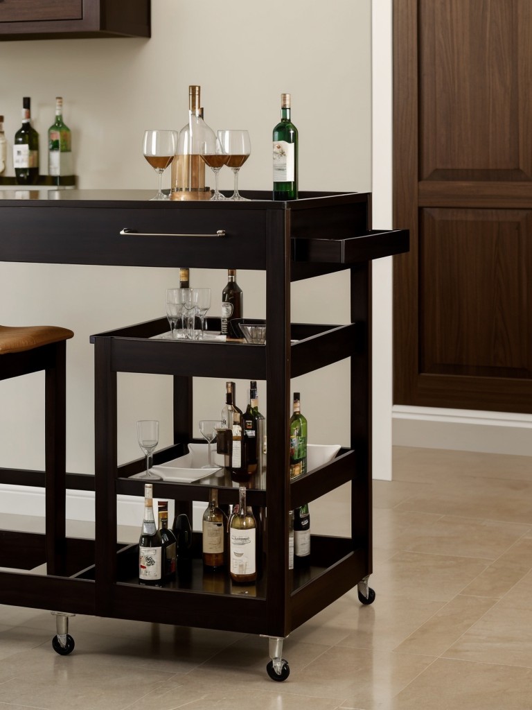 Incorporate a stylish bar cart or a compact bar area for entertaining guests without sacrificing space.