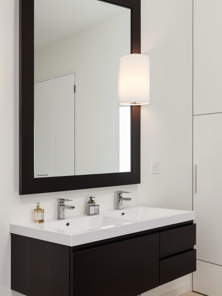 Install a sleek wall-mounted mirror with built-in storage behind it, perfect for stashing small essentials like keys and sunglasses.