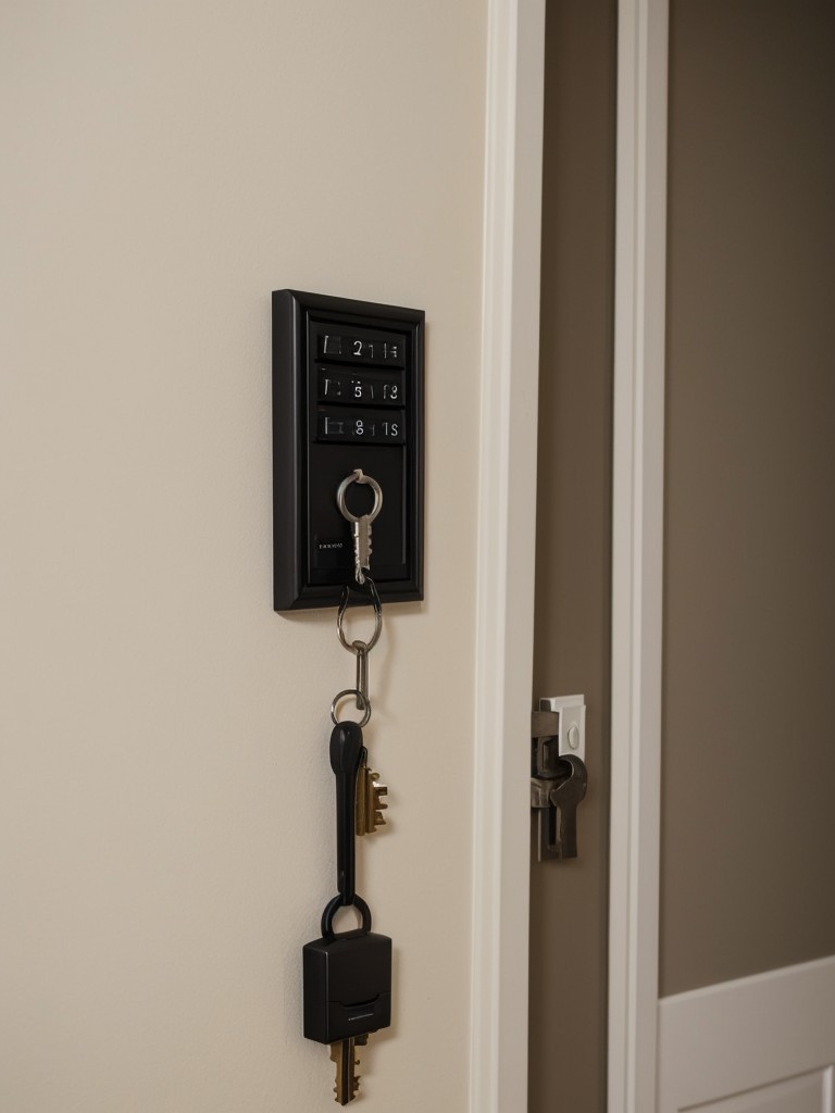 Install a wall-mounted key holder to keep your keys easily accessible and prevent them from getting misplaced.