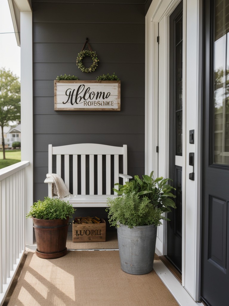 Add a touch of personal style to your small apartment front porch with DIY projects, such as painting a unique pattern on a planter or crafting a customized welcome sign.