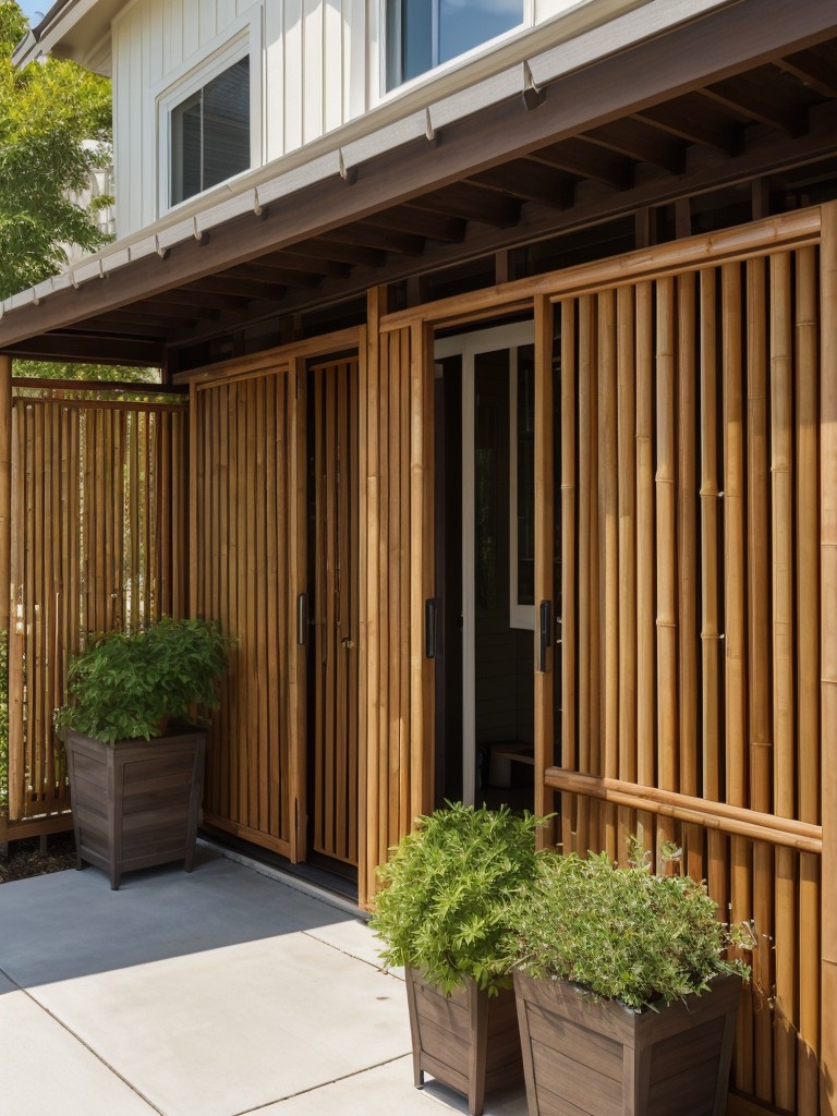 Enhance privacy on your small apartment front porch by installing bamboo blinds or lattice screens, allowing you to enjoy your outdoor space undisturbed.