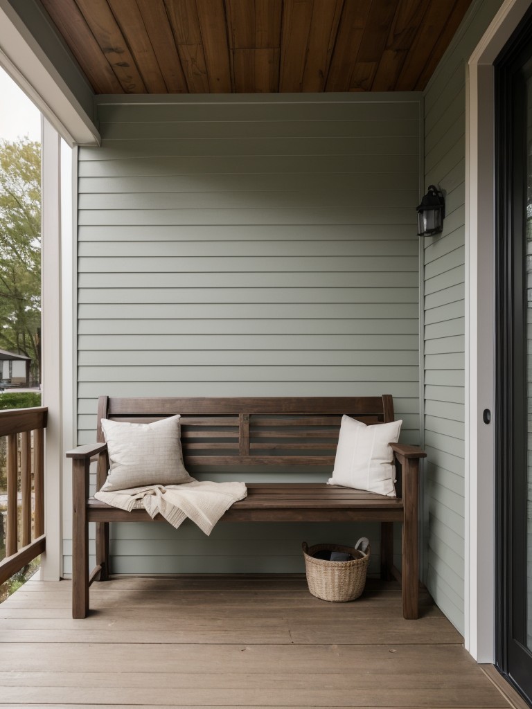 Maximize the functionality of your small apartment front porch by incorporating dual-purpose furniture, such as a bench that doubles as storage or a table.