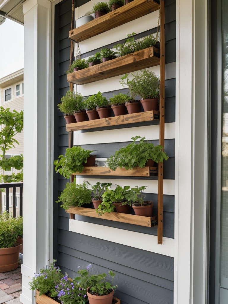 Utilize space-saving techniques on your small apartment front porch, such as vertical gardening, hanging planters, and wall-mounted storage solutions.