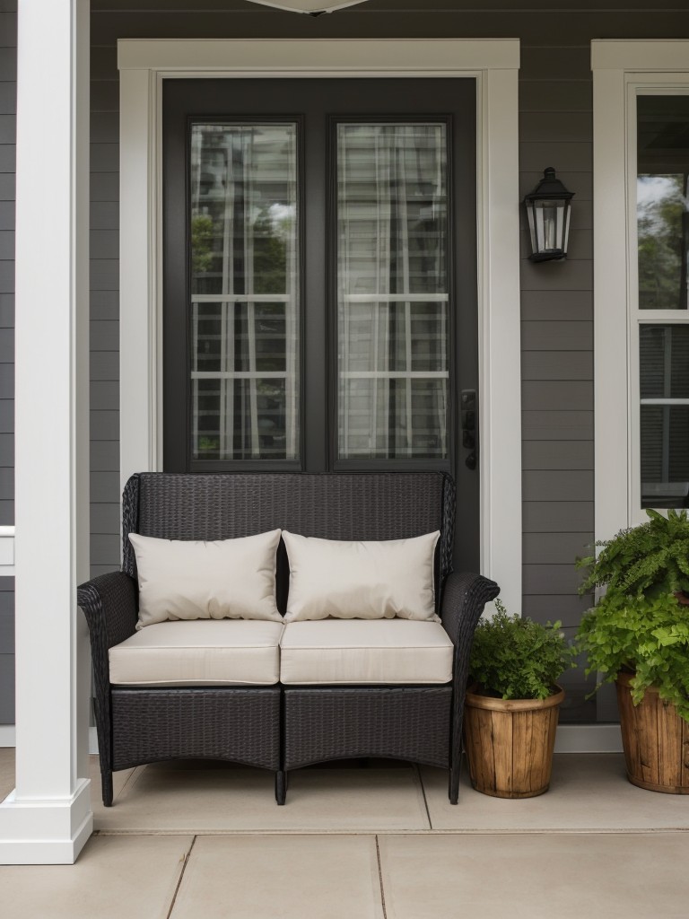 Utilize weather-resistant materials for your small apartment front porch furniture, such as aluminum or synthetic wicker, for long-lasting durability in various climates.