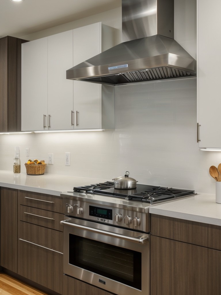 Incorporate efficient ventilation solutions, such as a slim range hood or a concealed exhaust system, to keep a galley kitchen fresh and odor-free.