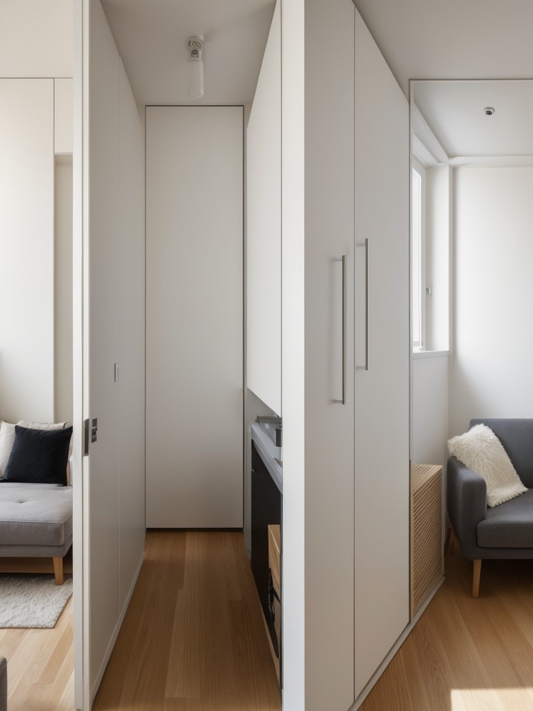 Clever ways to visually divide spaces in a small apartment to provide privacy for a couple.