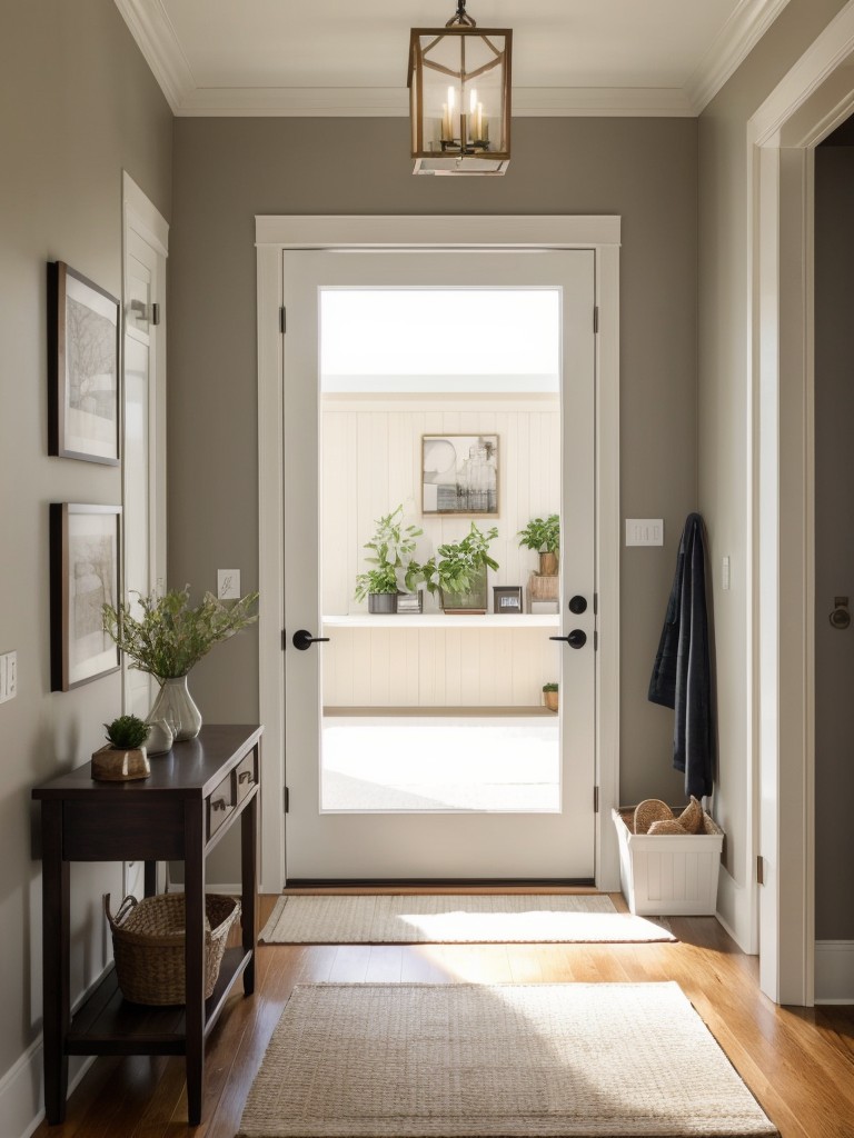 How to create an inviting entryway or foyer area in a small apartment for a couple.