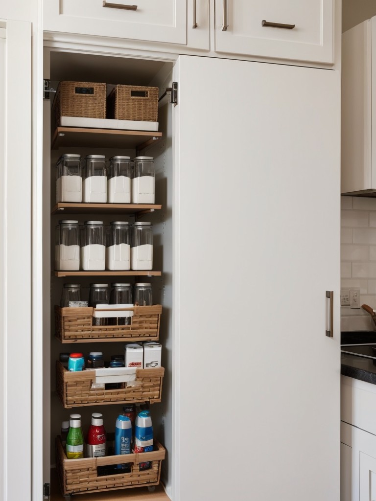 Small apartment kitchen organization ideas, including storage solutions and space-saving techniques, for a couple.