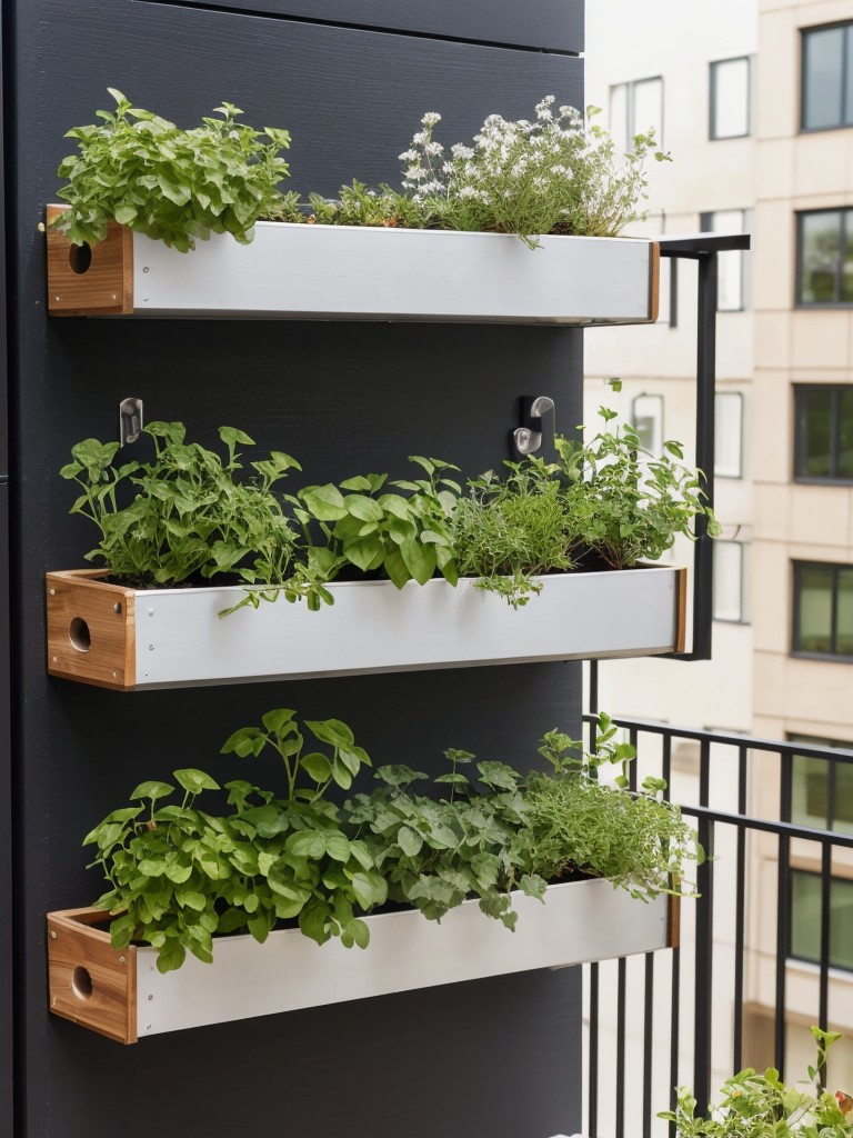 Mini herb garden: Utilize the balcony railing or wall space to create a compact herb garden for fresh herbs at your fingertips.