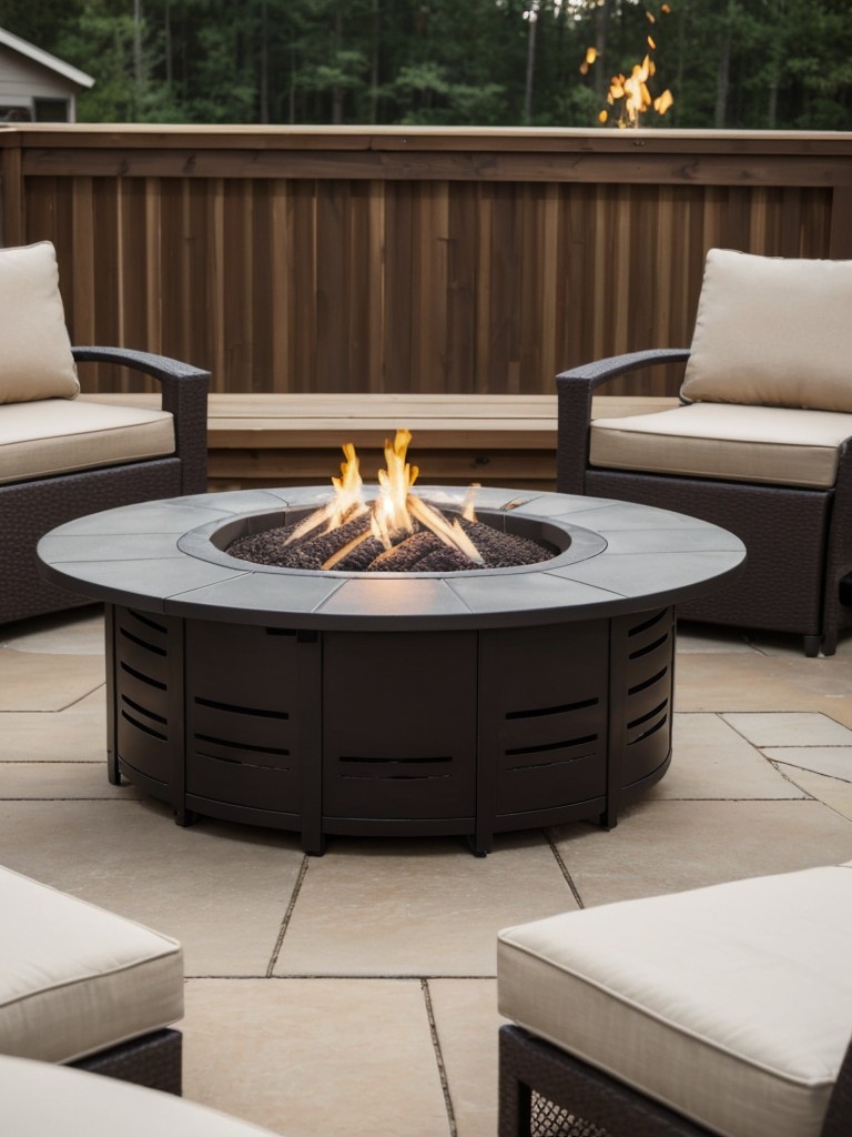 Portable fire pit: Create a cozy atmosphere with a portable fire pit that can be easily moved around the patio.