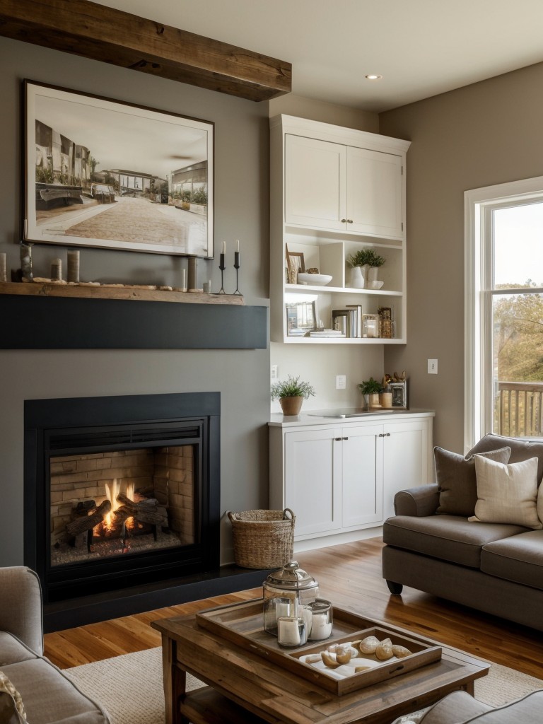Incorporate a focal point in the living room area, such as a statement wall or a fireplace, to draw attention away from the kitchen and create a cozy gathering space.