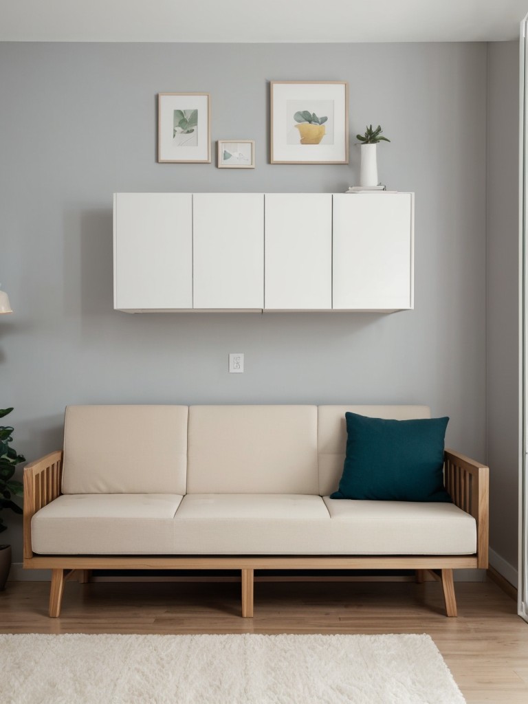 Utilize compact and space-saving furniture pieces like a wall-mounted table or a foldable sofa bed for additional flexibility and functionality in your small apartment.