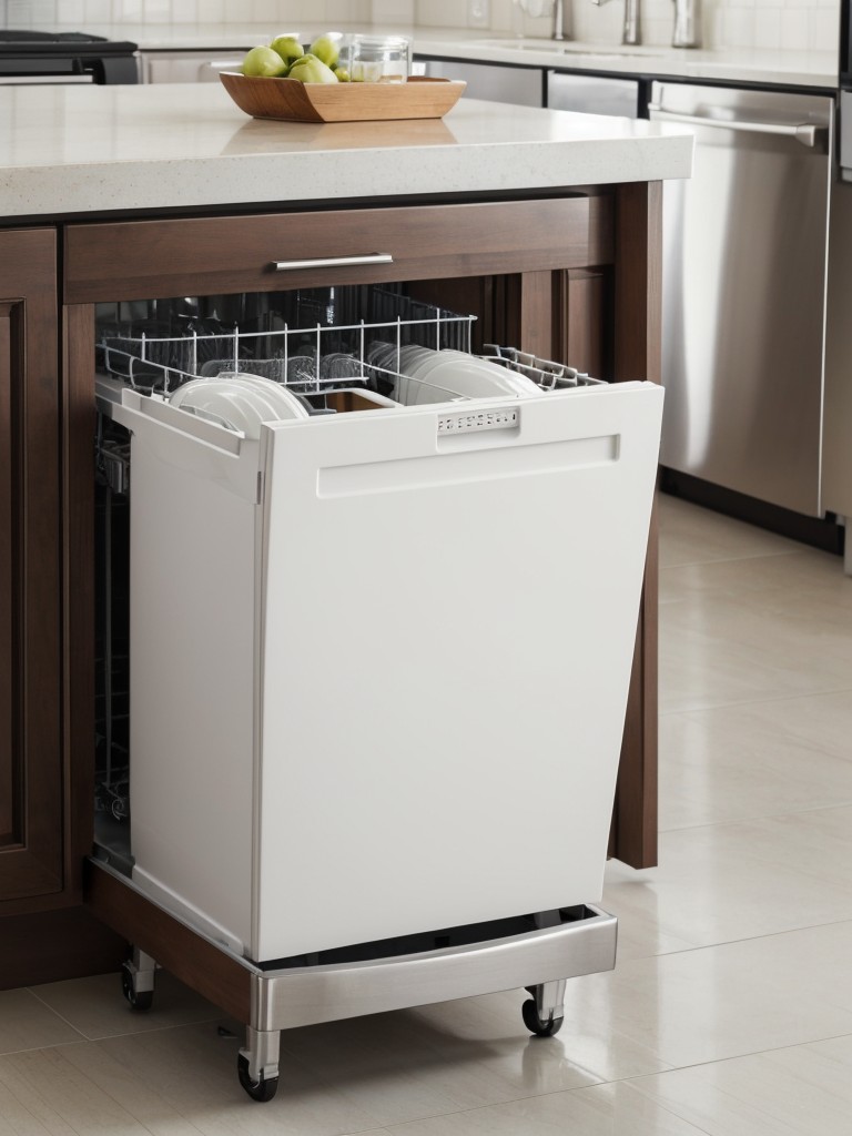 Incorporate a small portable dishwasher to save time and counter space.