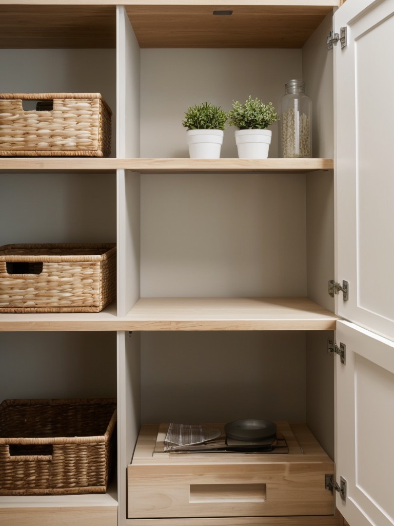 Utilize vertical space by installing open shelves or racks for additional storage.