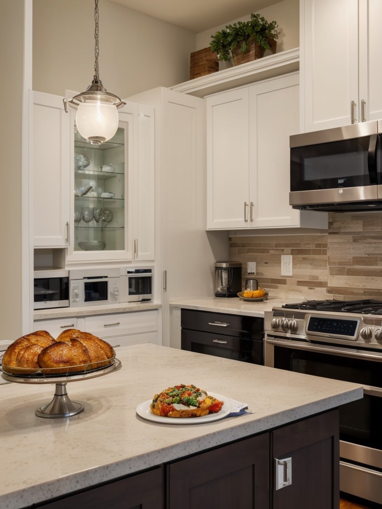 Using compact appliances, like a combination microwave and convection oven or a two-burner cooktop, to maximize counter space.