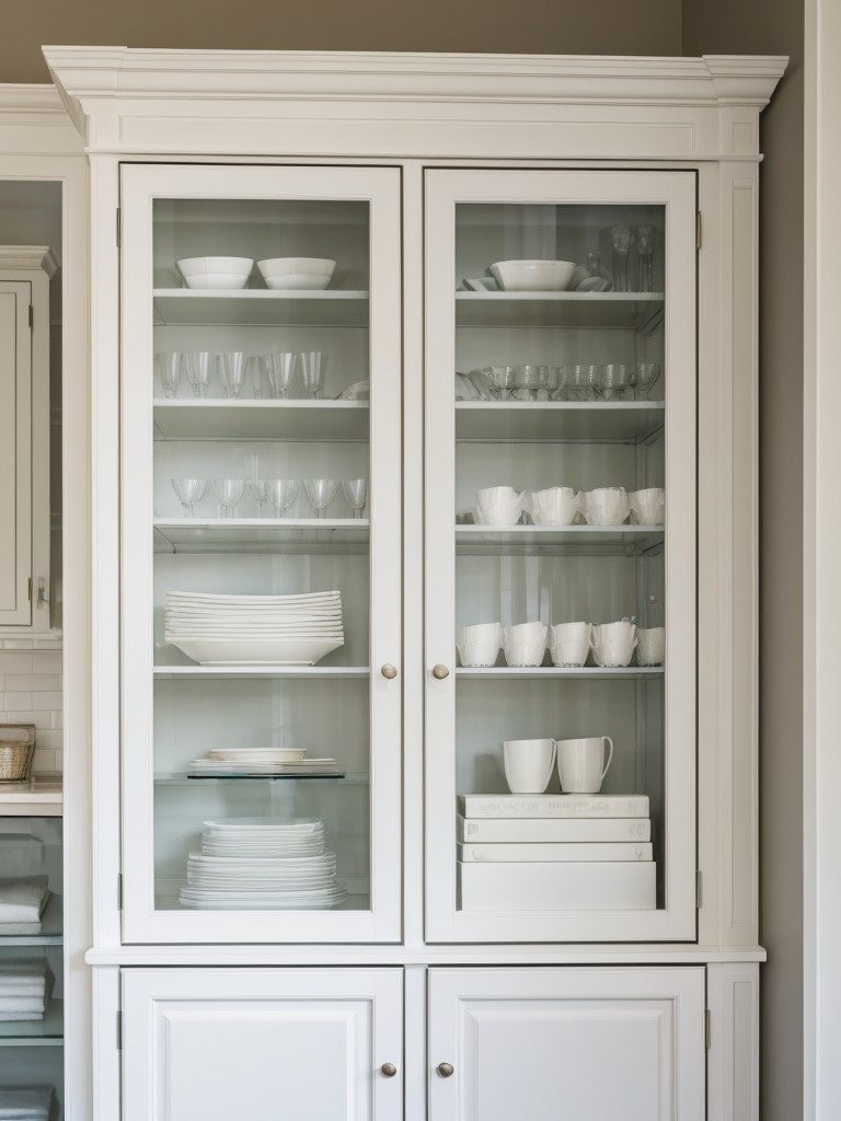 Using glass or acrylic furniture to maintain a light and airy feel, while providing functional storage options.