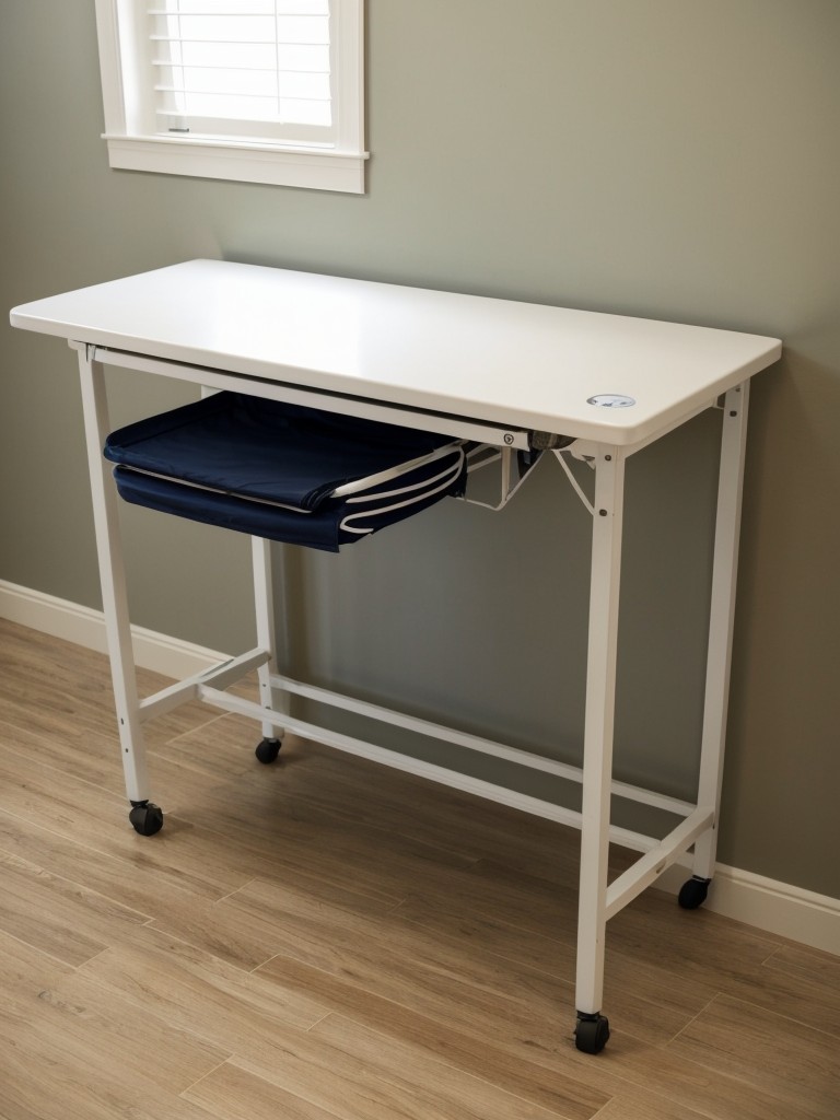 Consider a fold-down ironing board that can be mounted on a wall or tucked into a cabinet to save valuable floor space.