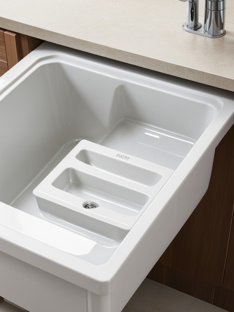 If space allows, consider adding a utility sink with additional storage underneath to serve as a multi-purpose area for handwashing delicate garments and other cleaning tasks.