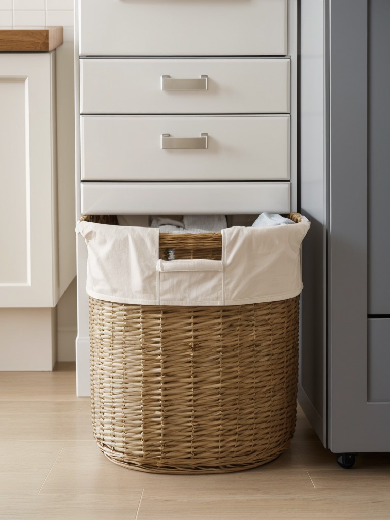 Opt for compact storage options like rolling laundry hampers or collapsible baskets that can be easily tucked away when not in use.