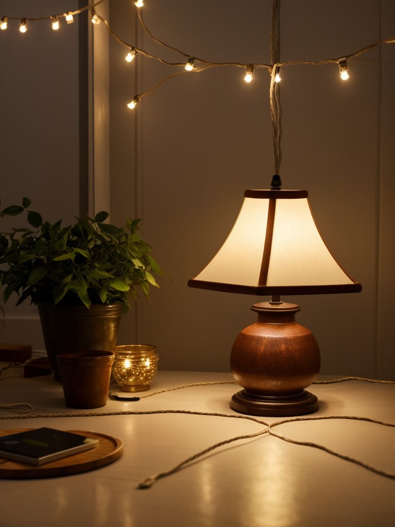 Create a sense of coziness with soft lighting, such as lamps or string lights.