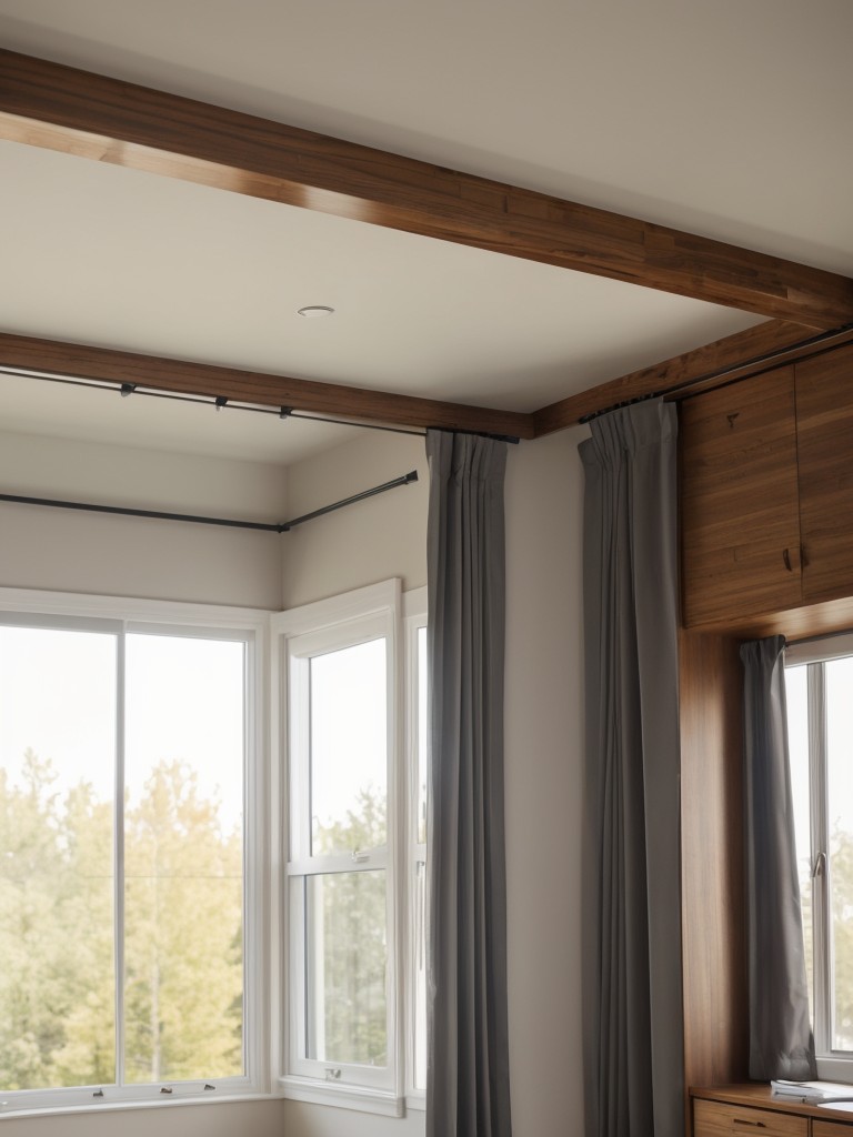 Hang curtains higher than the window to create the illusion of taller ceilings.